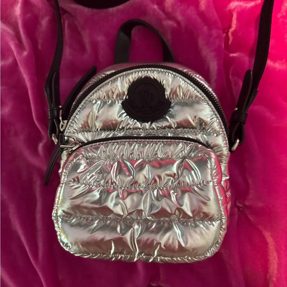 Moncler Silver Metallic Mini Puffer Backpack - Picture 9 of 10